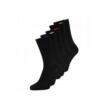 Set Sosete  D04CU Marime 39 42 Negru Material Rezistent Din Poliester Si Bumbac Elasticitate Inalta Fara Strangere Pe Picior Intarituri Durabile La Calcai Si Degete Contra Uzurii Cusaturi Plate Anti Frecare 5 Perechi