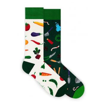 Sosete colorate cu legume  Veggie Garden - Alb/Verde
