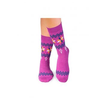 Sosete din Lana cu Fulgi de Zapada Fucsia