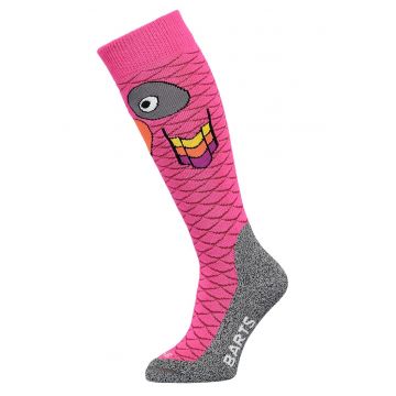 Sosete lungi cu model grafic pentru ski - Gri melange/Portocaliu mandarina/Roz