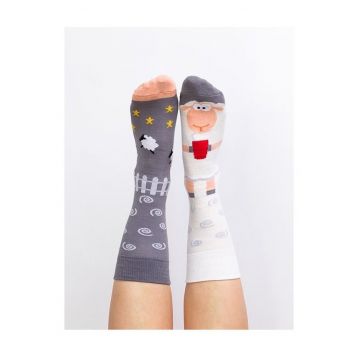 Sosete model unisex  Starsheep - Alb/Gri