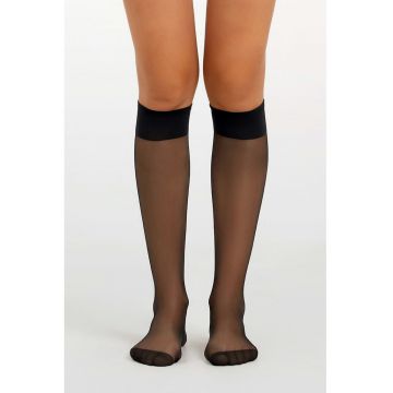 Sosete semi-transparente cu banda - 15 DEN - Negru/Transparent