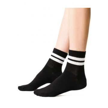 Sosete sport negre cu dungi albe  S026-194 - Negru