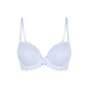 Sutien cu burete din gel si dantela - Albastru