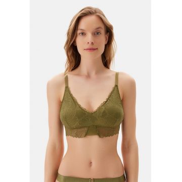 Sutien cu strat exterior de dantela - Verde masliniu