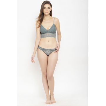 Sutien longline de dantela - Verde feriga