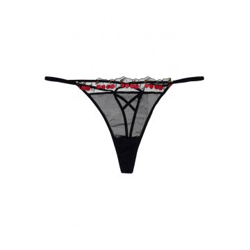 Tanga  Zezzy - negru - floral - poliamida - set de lenjerie sexy -