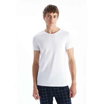 Tricou de casa cu decolteu rotund - Alb optic