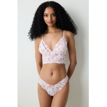 Bustiera cu model floral - Alb/Roz