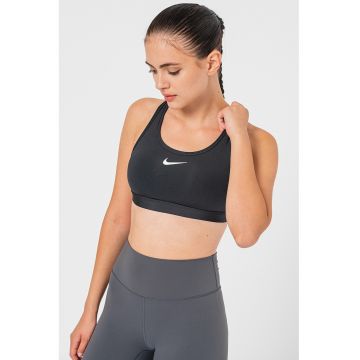 Bustiera cu tehnologie Dri Fit si burete pentru fitness Swoosh - Negru