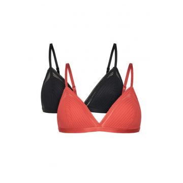 Set 2 sutiene 2X0464 -  Poliester/Poliamida - Negru/Rosu