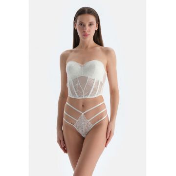 Sutien balconette cu dantela - Alb murdar