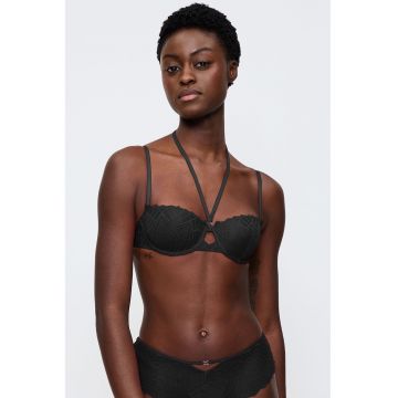 Sutien balconette cu decolteu halter - Negru