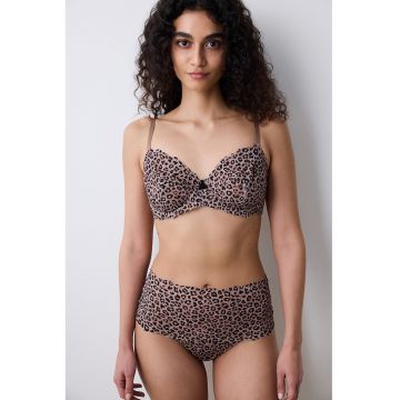 Sutien cu burete si animal print - Negru/Maro