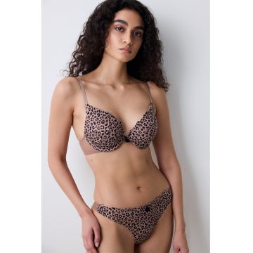 Sutien cu burete si animal print - Negru/Roz prafuit