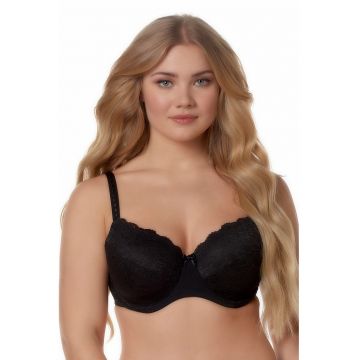 Sutien cu burete si insertii din dantela - Negru