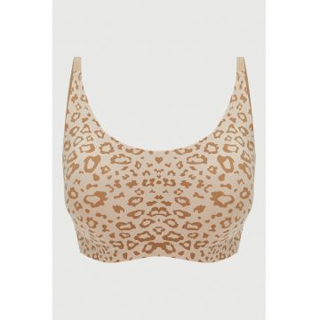 Sutien cu burete subtire si animal print - Maro deschis