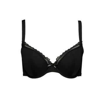 Sutien cu insertii de dantela - Negru