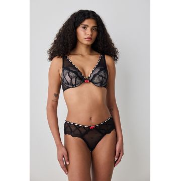 Sutien cu strat exterior din dantela - Negru/Alb optic