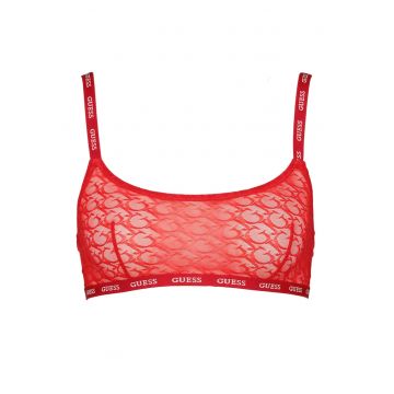 Sutien de dantela - fara burete - cu monograma - Rosu