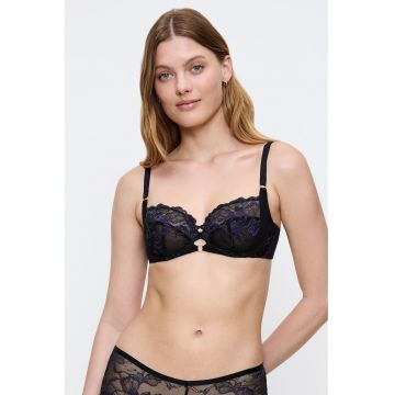 Sutien din dantela si amestec de lyocell - Negru