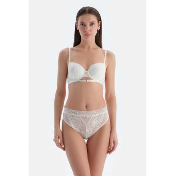 Sutien push-up cu bretele ajustabile - Alb murdar