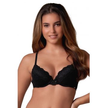 Sutien uni cu garnituri din dantela - Negru