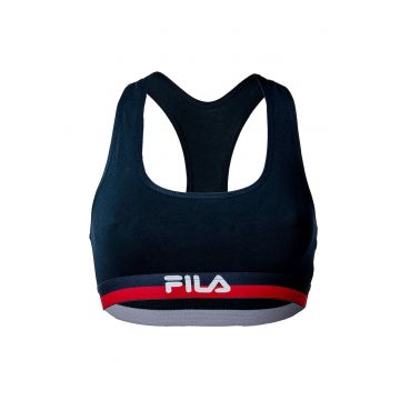 Bustiera cu decupaj racerback si detaliu logo - Bleumarin