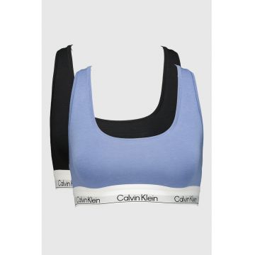 Set de bustiere din amestec de modal cu logo - 2 piese - Albastru pastel/Negru
