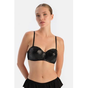 Sutien balconette cu paiete - Negru