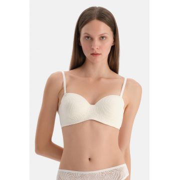 Sutien cu acoperire partiala si animal print - Alb