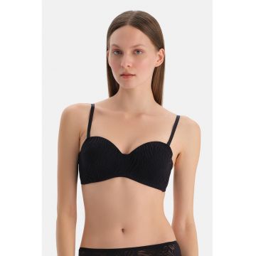 Sutien cu acoperire partiala si animal print - Negru