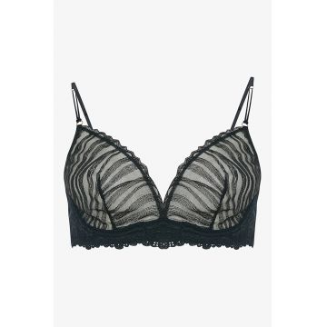 Sutien cu animal print si garnituri de dantela - Negru