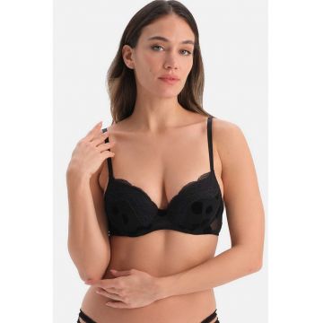 Sutien cu burete si garnitura din dantela - Negru