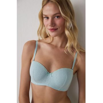 Sutien cu burete si garnituri din dantela - Verde pal