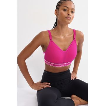 Sutien cu cupe triunghiulare si banda elastica - Roz aprins