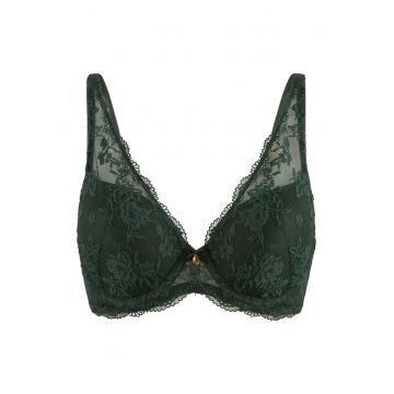 Sutien cu cupe triunghiulare si dantela - Verde