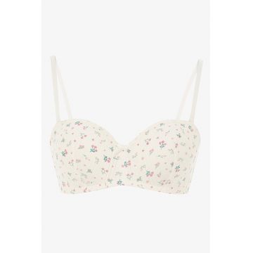 Sutien cu imprimeu floral - Crem