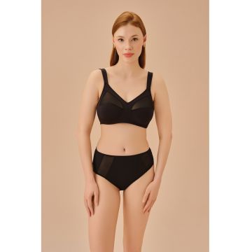 Sutien cu insertii din plasa - fara sustinere metalica - Negru