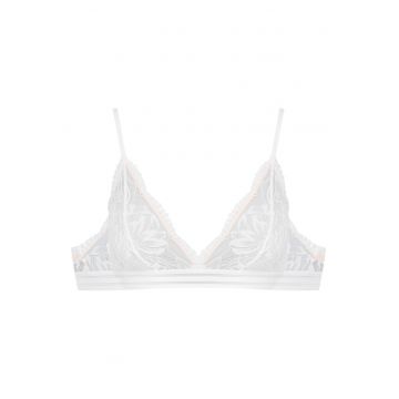 Sutien -  Dantela - Model Outline - Cupe triunghiulare - Alb