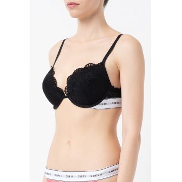 Sutien de dantela cu bretele ajustabile - Negru