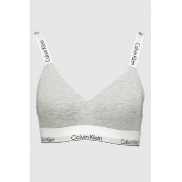 Sutien din amestec de bumbac cu acoperire completa - Gri deschis/Alb optic