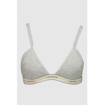Sutien din amestec de bumbac cu banda logo - Gri deschis/Maro camel