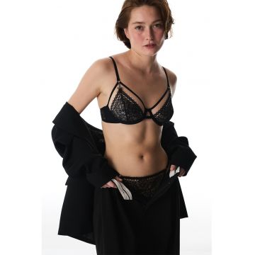Sutien din dantela cu bretele multiple - Negru