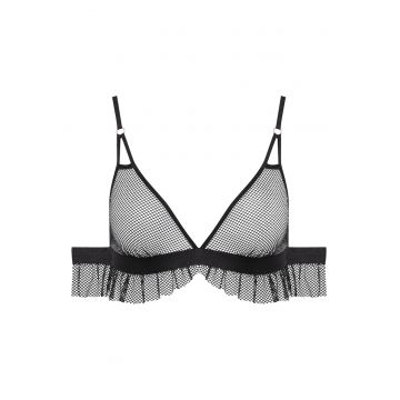 Sutien pentru dama  triunghiular - plasa decorativa - poliamida - negru