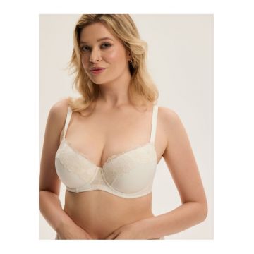 Sutien push-up bej Century - Alb