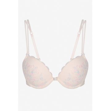 Sutien push-up cu detalii brodate - Roz pal