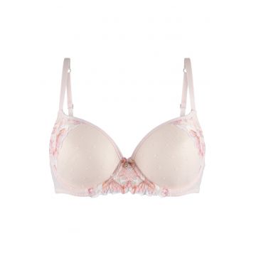 Sutien push-up cu insertii de dantela - Bej