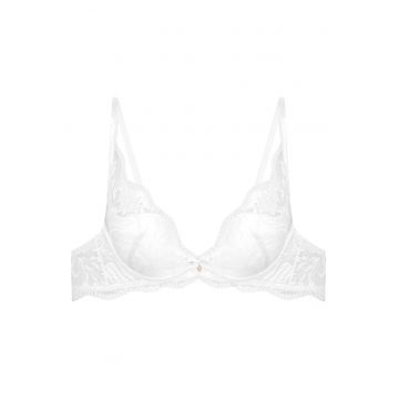 Sutien push-up -  Dantela/Bumbac - Model Kavi - Gri deschis