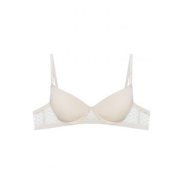 Sutien push-up  Ohara - textil - bej - cupe netede - bretele decorative